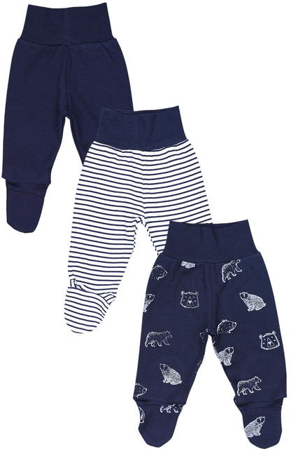 TupTam Pumphose Baby Jungen mit Fuß 3er Pack – Weiche Baby Hose aus Baumwolle mit Komfortbund