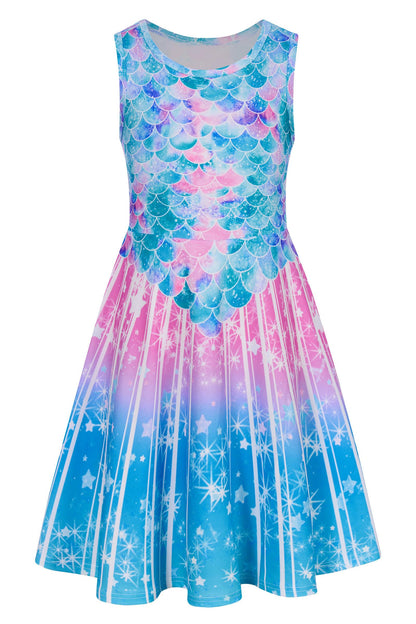 Mädchenkleid Schmetterling A-Linie Ärmelloses Sommerkleid Buntes Kleid 4-12 Jahre