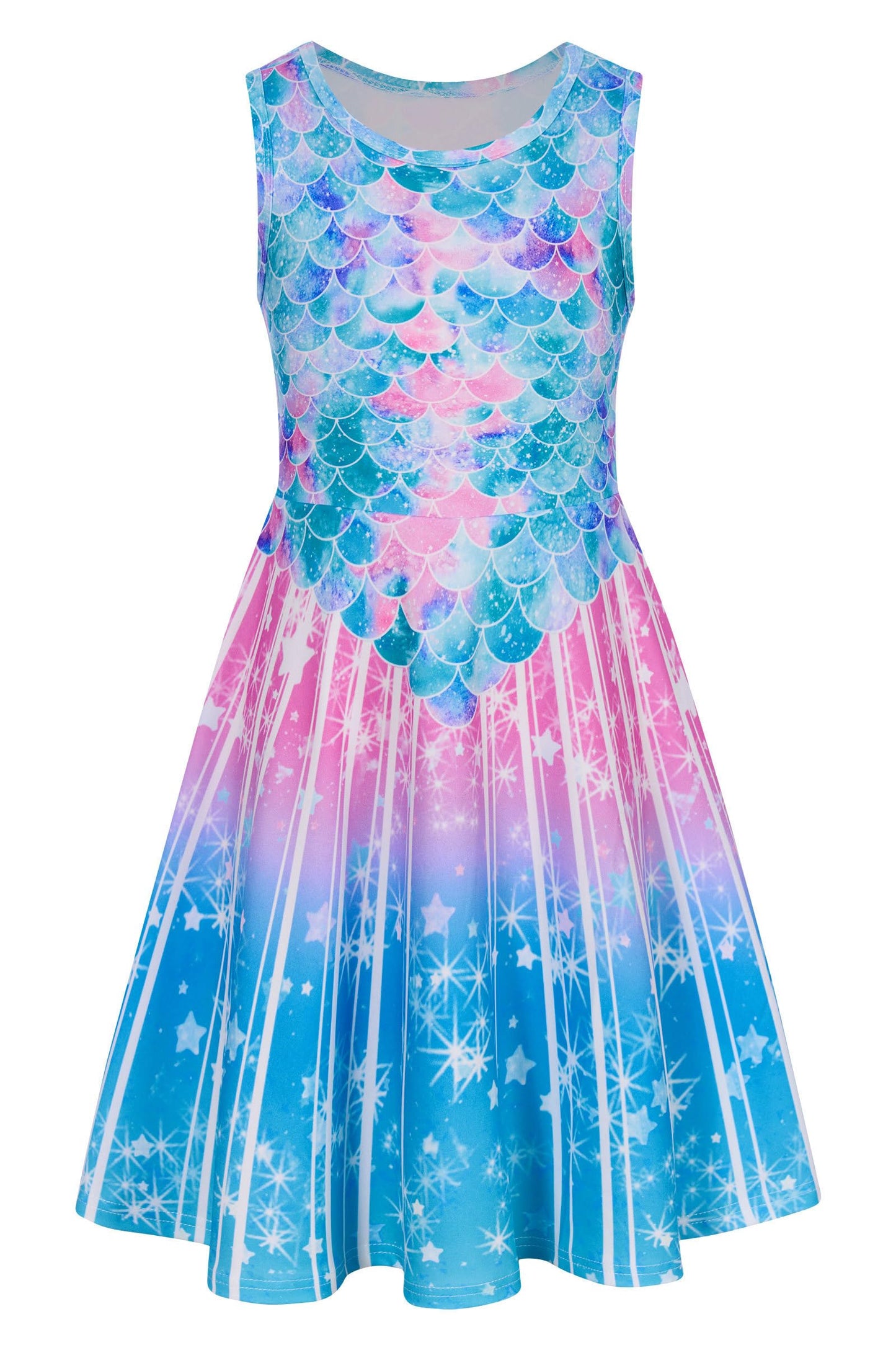 Mädchenkleid Schmetterling A-Linie Ärmelloses Sommerkleid Buntes Kleid 4-12 Jahre