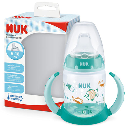 NUK First Choice+ Trinklernflasche | 6–18 Monate | 150 ml | Temperature Control Anzeige | Anti-Colic-Ventil | auslaufsichere Trinkschnabel | Ergonomische Griffe | BPA-frei | Disney Winnie Puuh blau - Meloni2