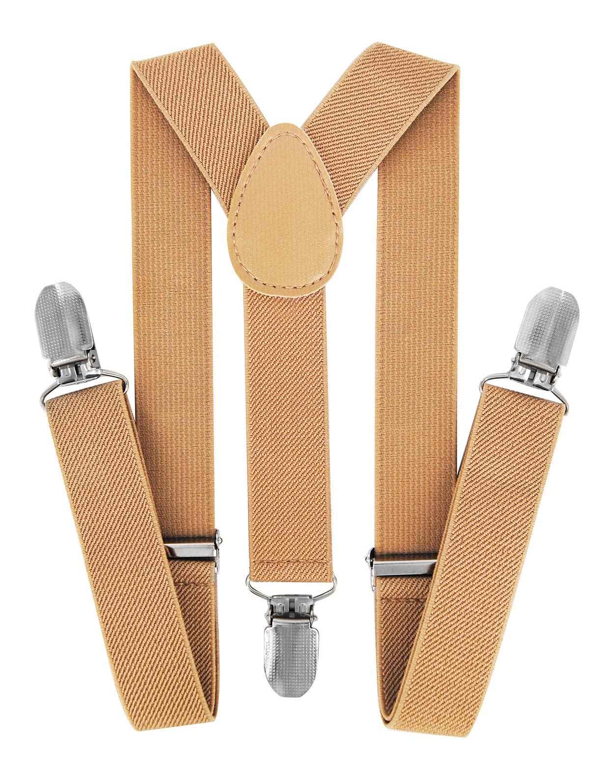 axy HTK25-1 Children's Boys Braces Y Shape Wide 2.5 cm with 3 Strong Clips Can be Combined with Bow Tie Plain Colours