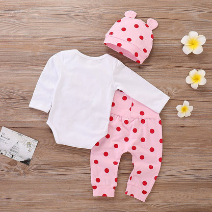 Juflam Neugeborene Baby Mädchen Kleidung Giraffe Strampler+Rosa Punkt Hose+ Hat 3Pcs Bekleidungssets