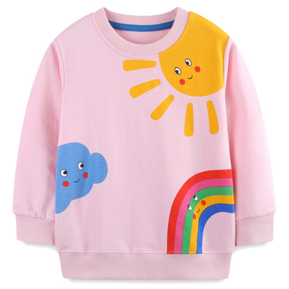 CM-Kid Girls' Long-Sleeved Sweatshirt, Children's Shirts, Cotton, Warm Tops, 1-7 Years, Size 92-122
