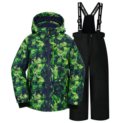 SMONTY SNOWER Boys' Snowsuit with Removable Hood, Ski Suit, Extra Warm, Winter Suit