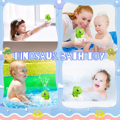 Dinosaur Bath Toys for Baby,Light Up Bath Toys for Toddlers,Sprinkler Bathtub Toys Spray Fountain Water Pool Toys,Baby Infant Kids Birthday Shower Gifts,Green