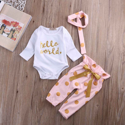 Geagodelia Babykleidung Set Baby Mädchen Langarm Body Strampler + Hose + Stirnband Mütze Kleinkinder Neugeborene Warme Babyset Kleidung Daddy's Prinzessin