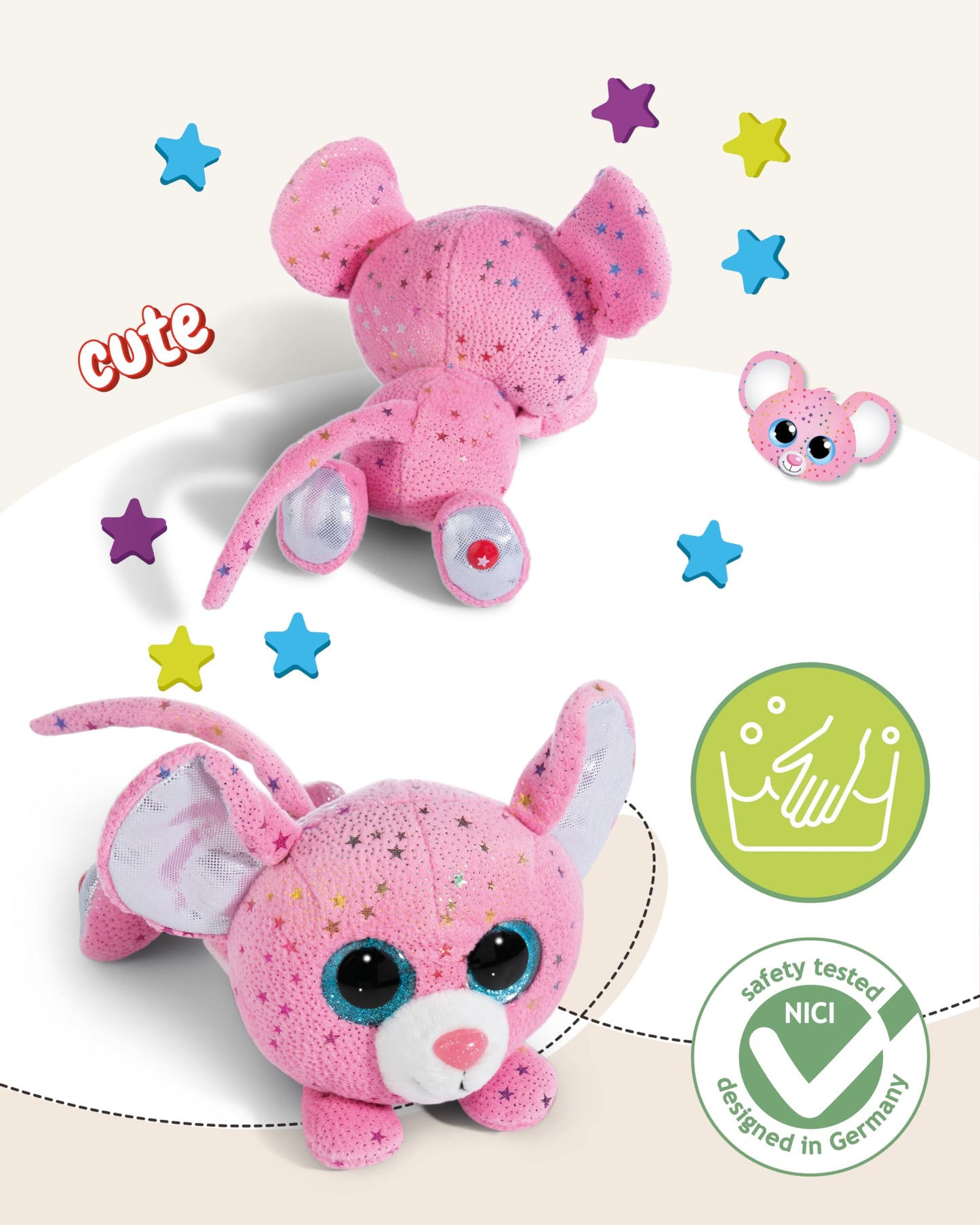 NICI GLUBSCHIS Lynx Lenzo 15cm - Dangling cuddly toy lynx with big glittery eyes - 49295 