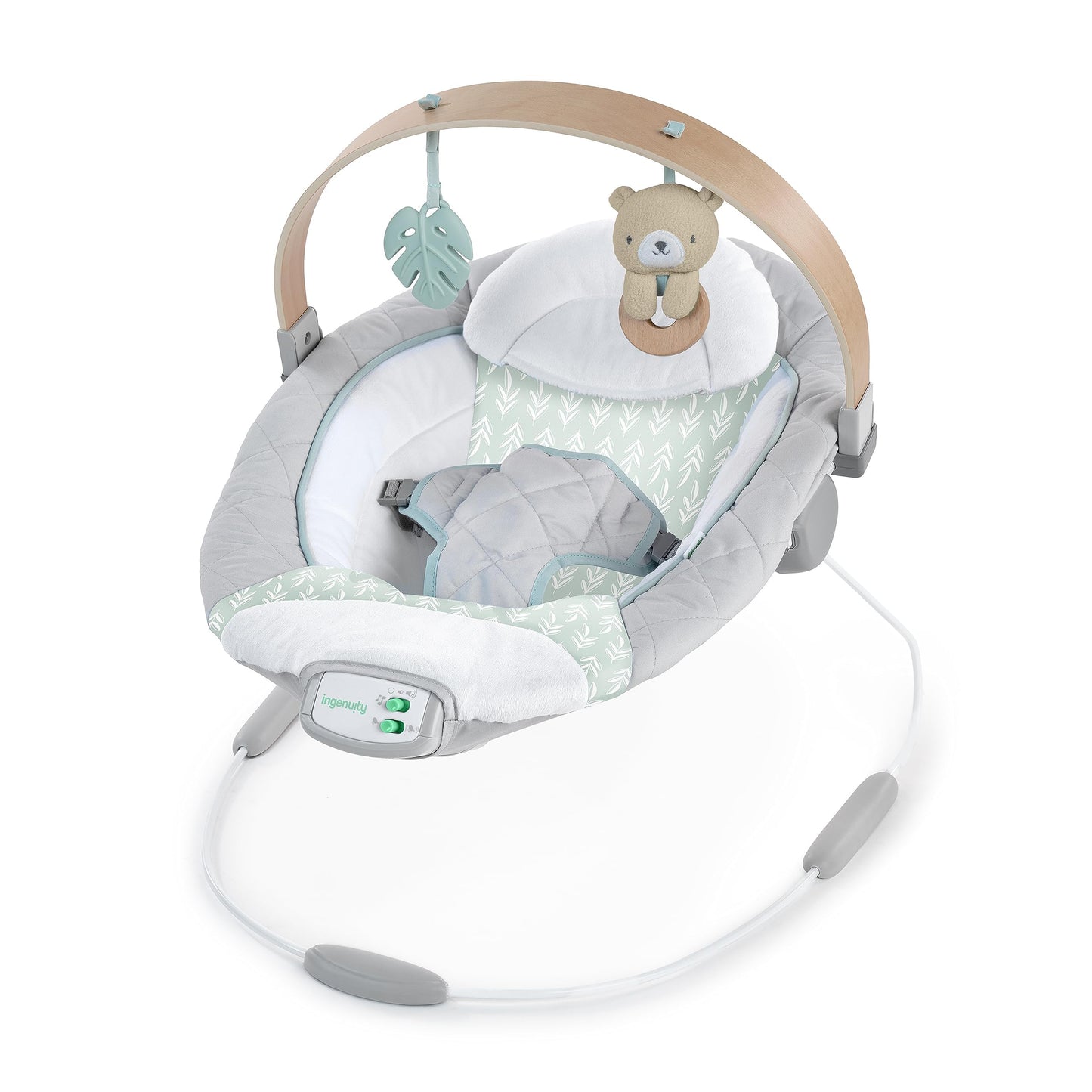 Ingenuity, InLighten Babywippe Babyschaukel mit Lichtern, Nate Bunny, Spielzeugleiste, Vibrationen, Geräuschen, Tummy Time Kissenmatte, bis zu 20 lbs, Neugeborenes+