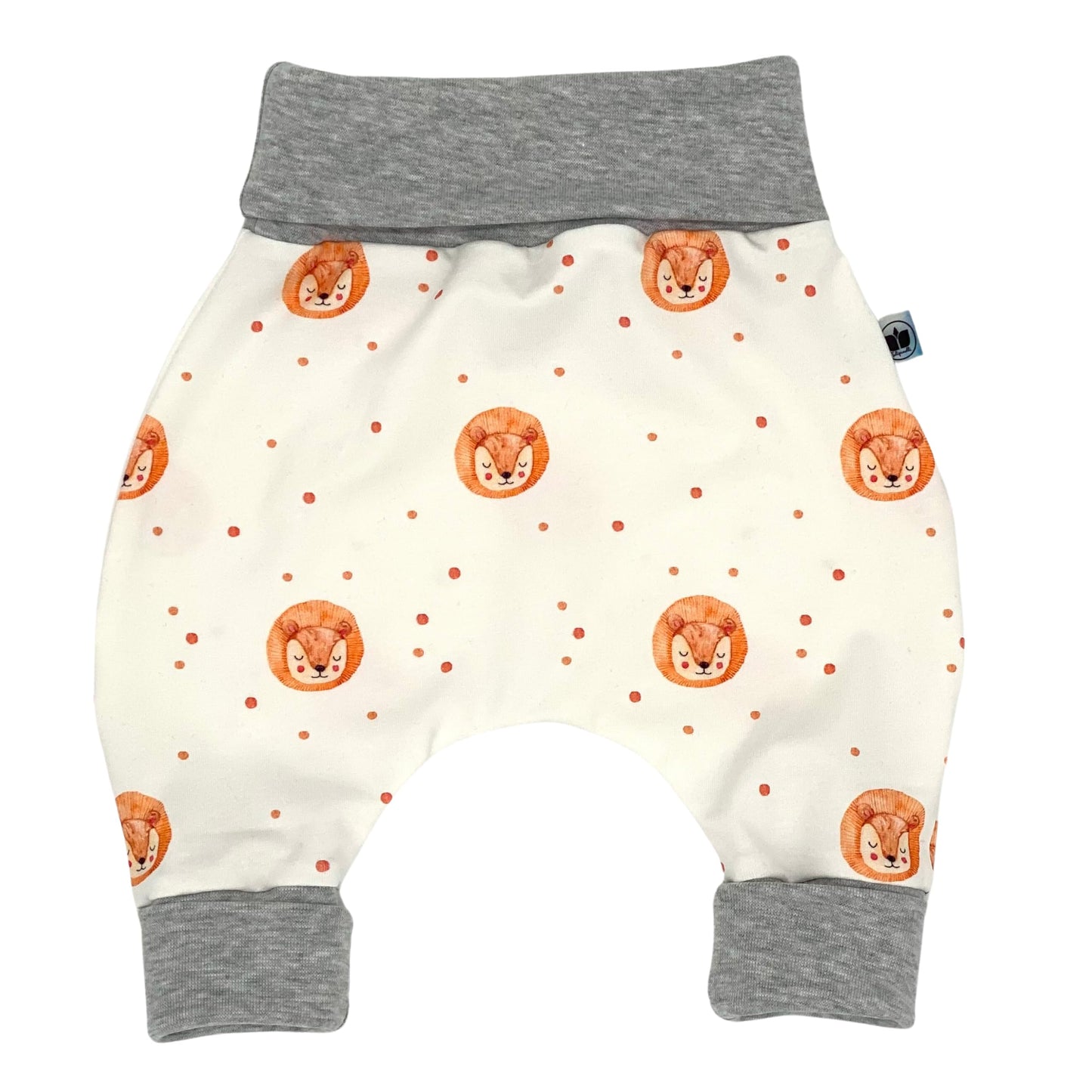 Baby Baggy Trousers, Handmade Cotton Jersey Grow Trousers, Sizes 50-74, 68-86, 92-104, Wide Waistband (Wild Life, 50-74)