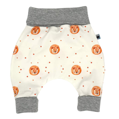 Baby Baggy Trousers, Handmade Cotton Jersey Grow Trousers, Sizes 50-74, 68-86, 92-104, Wide Waistband (Wild Life, 50-74)