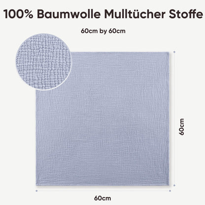 Bearmoss Moltontücher Baby 100% Baumwolle Weiche Spucktücher Baby,Atmungsaktiv und Extrem Saugfähig Musselin Tuch für Saugstark Mulltücher 4er 60x60cm (Brauner Druck)