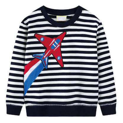 Boys' Pullover Sweatshirt Kids Casual Long Sleeve Tops Animal Aeroplane Winter Warm Striped Tops Age 2-7 Years