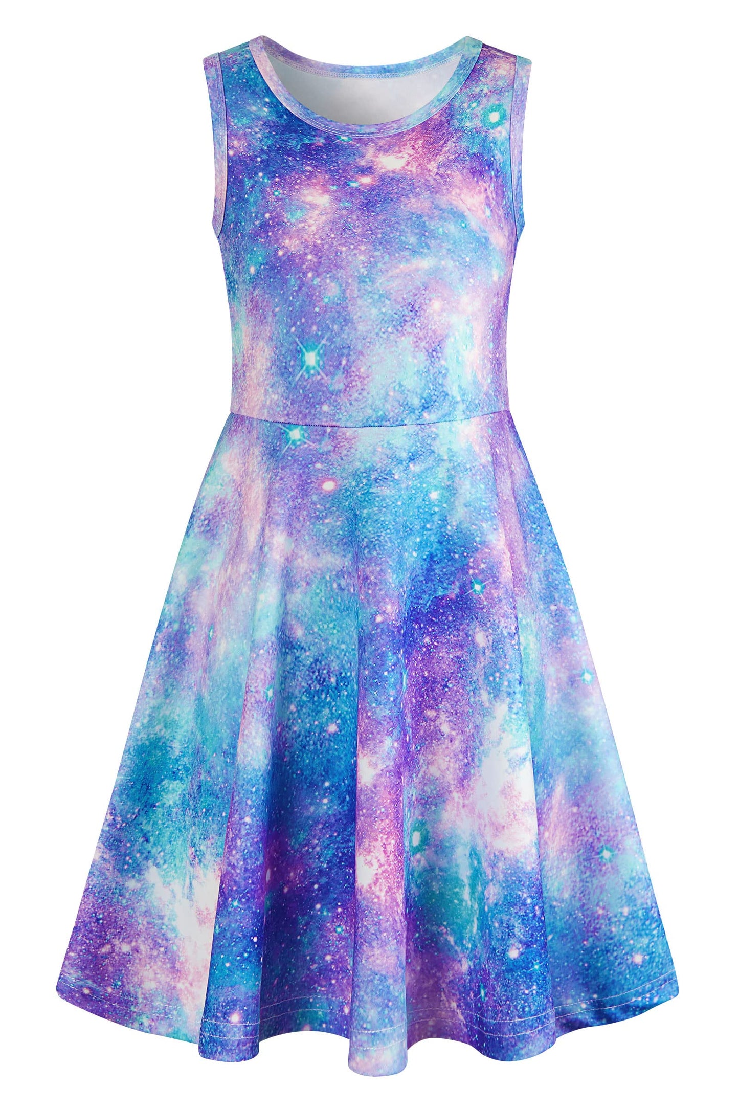 AIDEAONE Mädchenkleid Schmetterling A-Linie Ärmelloses Sommerkleid Buntes Kleid 4-12 Jahre