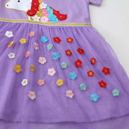Dinopjs Kleider für Kleines Mädchen Kurzarm Kleid Cartoon-Stil Regenbogen Ozean Prinzessinnenkleid Dino Giraffe Osterhase Meerjungfrau Kinder Prinzessin Kostüm Tägliche Sommer Rock Ferienkleider
