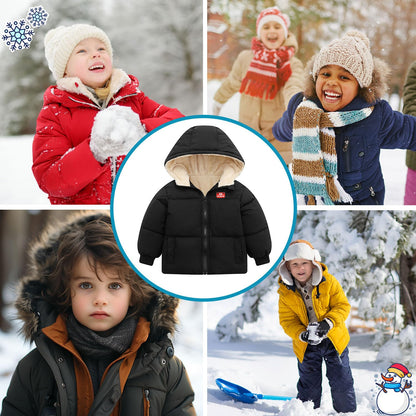 kids4ever Baby Winter Jacket Coat Zip Hooded Jacket Windproof Warm Fleece Outerwear Snowsuit with Two Pockets for Boys Girls 12 Months - 5 Years