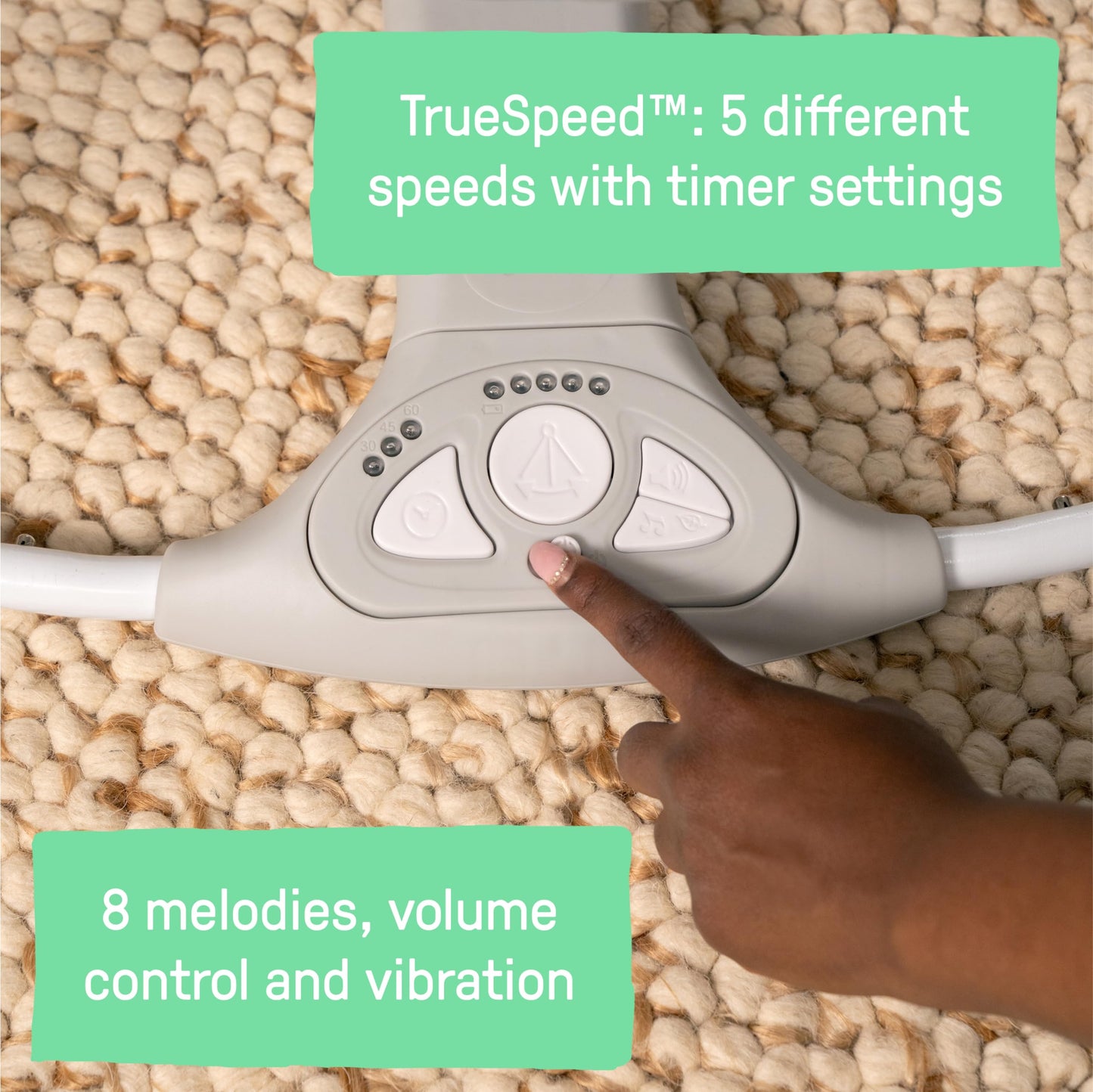 Ingenuity Hugs & Hoots zusammenklappbare & tragbare Babyschaukel, 5 Schaukelgeschwindigkeiten, 8 Melodien, 3 Naturgeräusche, Lautstärkeregulierung und Spielzeugbügel, ab der Geburt bis 9kg