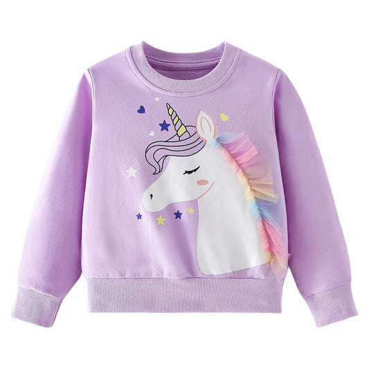 Sweatshirt Mädchen Pullover Kinder Mädchen Baumwolle Langarm Shirt Einhorn Bunny Warm Tops 2-8 Jahre Größe 92 98 104 110 116 122 128