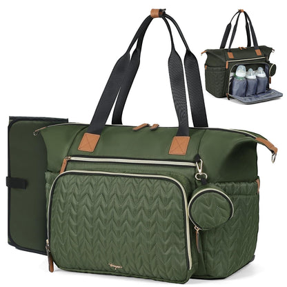 Wickeltasche mit Schnullertasche und Wickelunterlage, Wickelrucksack Multifunktions-Babytasche für Große Reisewindeltasche für Mama und Papa, isolierten Taschen-Dunkelblau