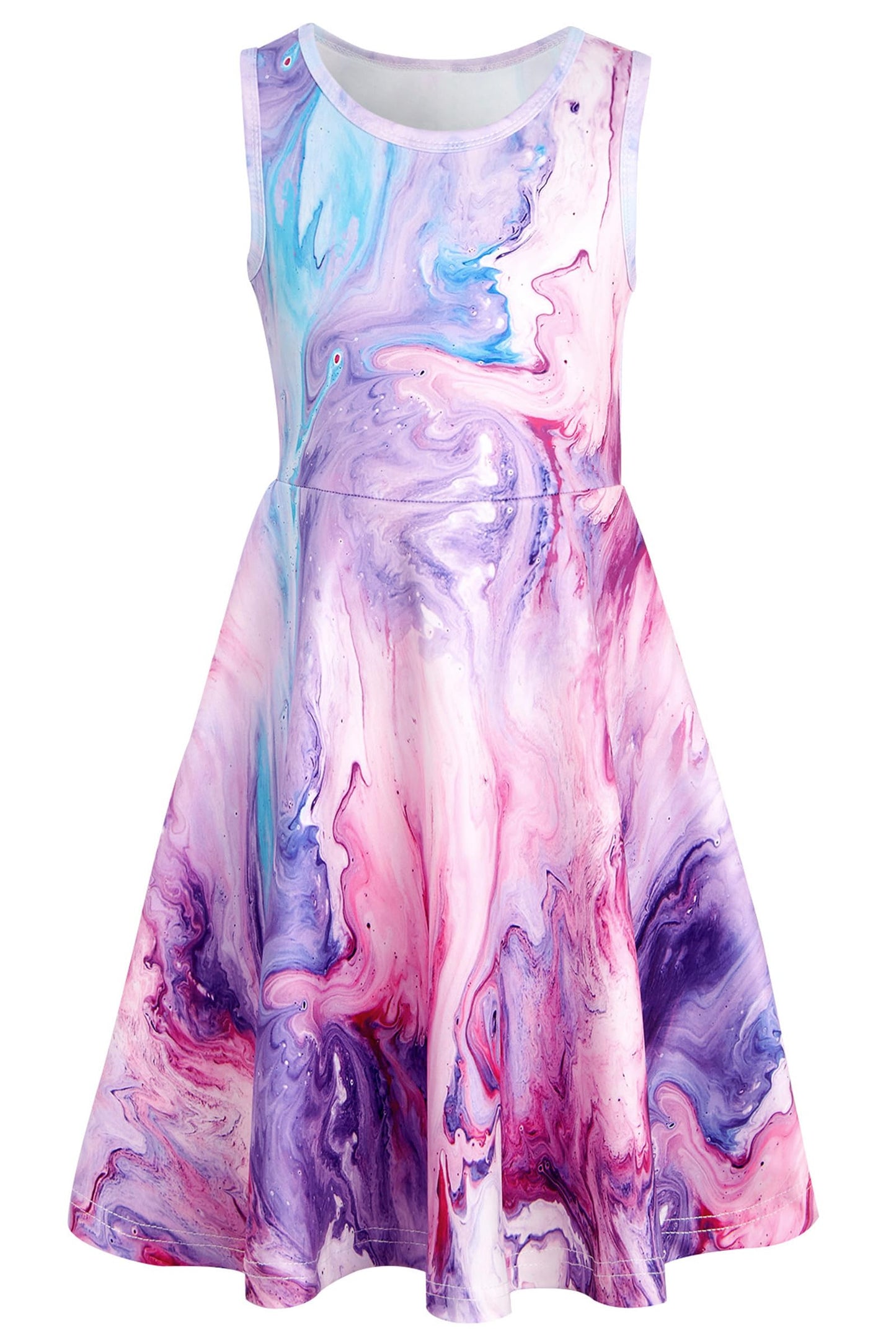 Mädchenkleid Schmetterling A-Linie Ärmelloses Sommerkleid Buntes Kleid 4-12 Jahre