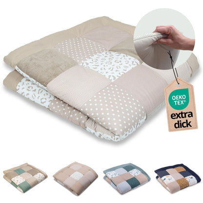 ULLENBOOM Krabbeldecke für Baby 100x100 cm, 100% OEKO-TEX Materialien, Made in EU, Dick & weich gepolstert, Sandblume - ideal als Babydecke, Laufgittereinlage & Spieldecke Baby - Meloni2