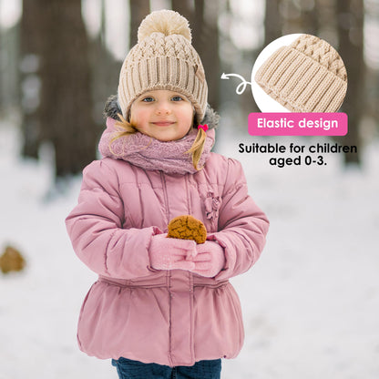 Baby Mützenhüte mit 2er Pack, warme Winterhüte für Jungen und Mädchen, Kleinkind Fleece gefüttert Kleinkind Babyhüte für 0-36 Monate