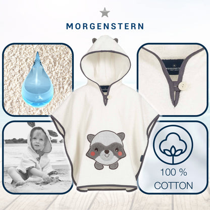 Morgenstern Bath Poncho Children's Baby Girls Boys 100% Cotton Oeko-Tex Baby Bath Towel Hooded Towel Bathrobe Terry Cloth