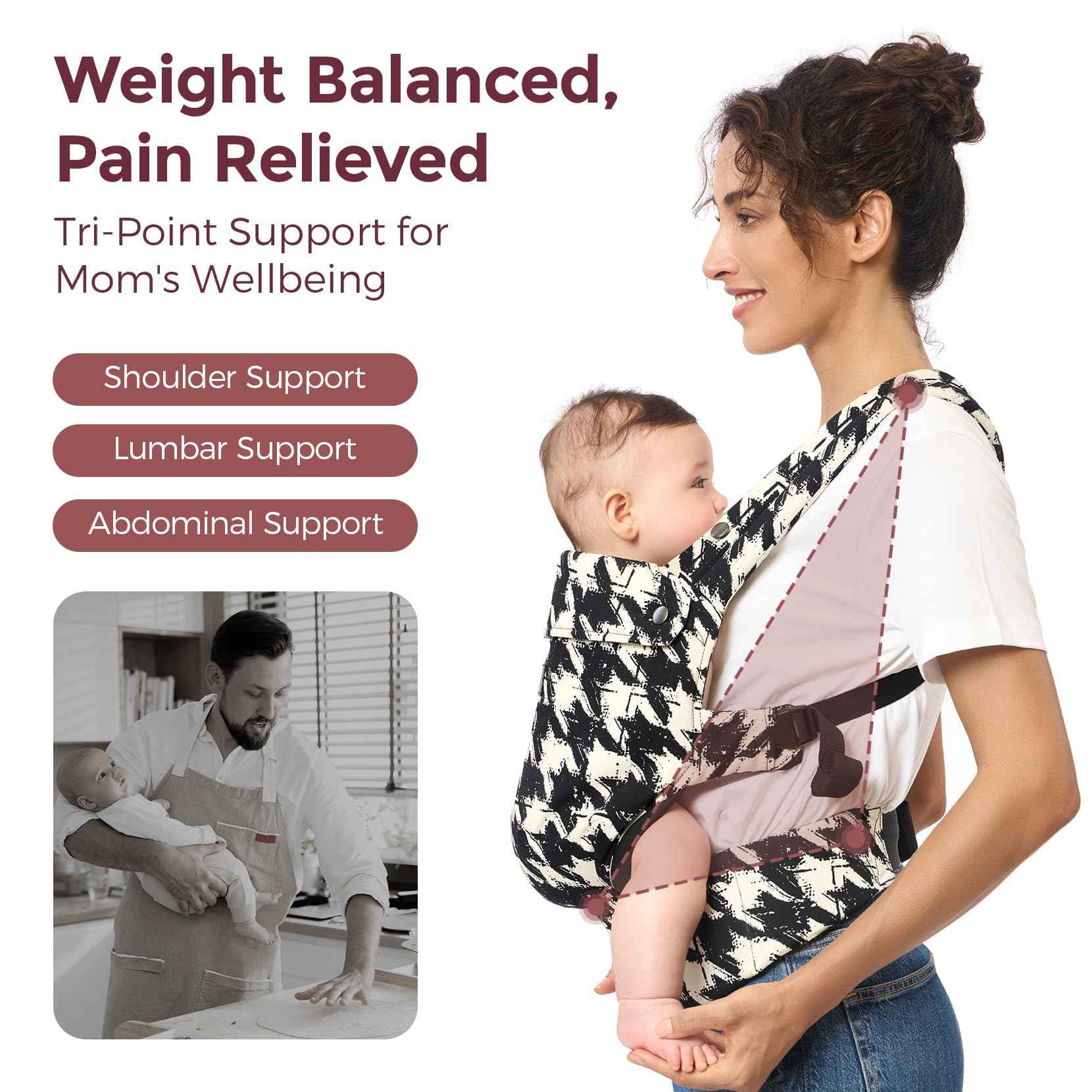 Momcozy Babytrage aus 100% Baumwolle – Baby Carrier für Kleinkind (3-24 Monate, 3,2-20 kg) · Ergonomische M-Position · X-Rücken · Taillengurt 64-127cm, Khaki
