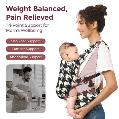 Momcozy Babytrage aus 100% Baumwolle – Baby Carrier für Kleinkind (3-24 Monate, 3,2-20 kg) · Ergonomische M-Position · X-Rücken · Taillengurt 64-127cm, Khaki