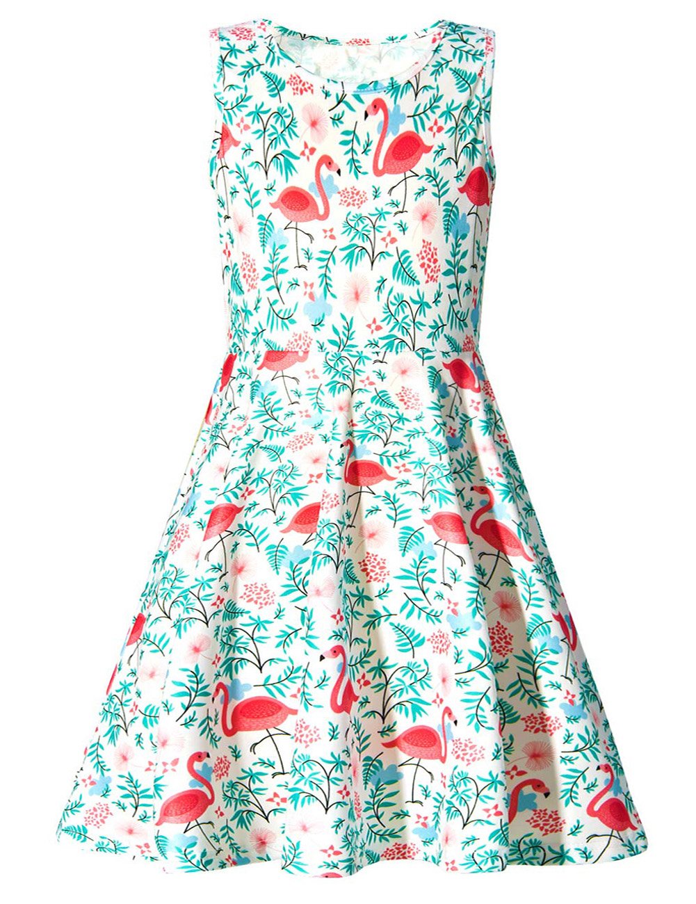 AIDEAONE Mädchenkleid Schmetterling A-Linie Ärmelloses Sommerkleid Buntes Kleid 4-12 Jahre