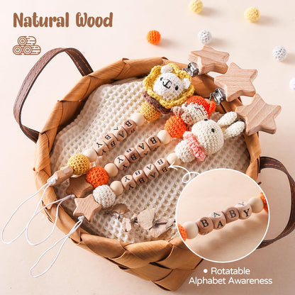 Mamimami Home Handgemachte Kaninchen Design Schnullerkette Stricken mit Häkchen,Schnullerband für Babys MäDchen und Junge