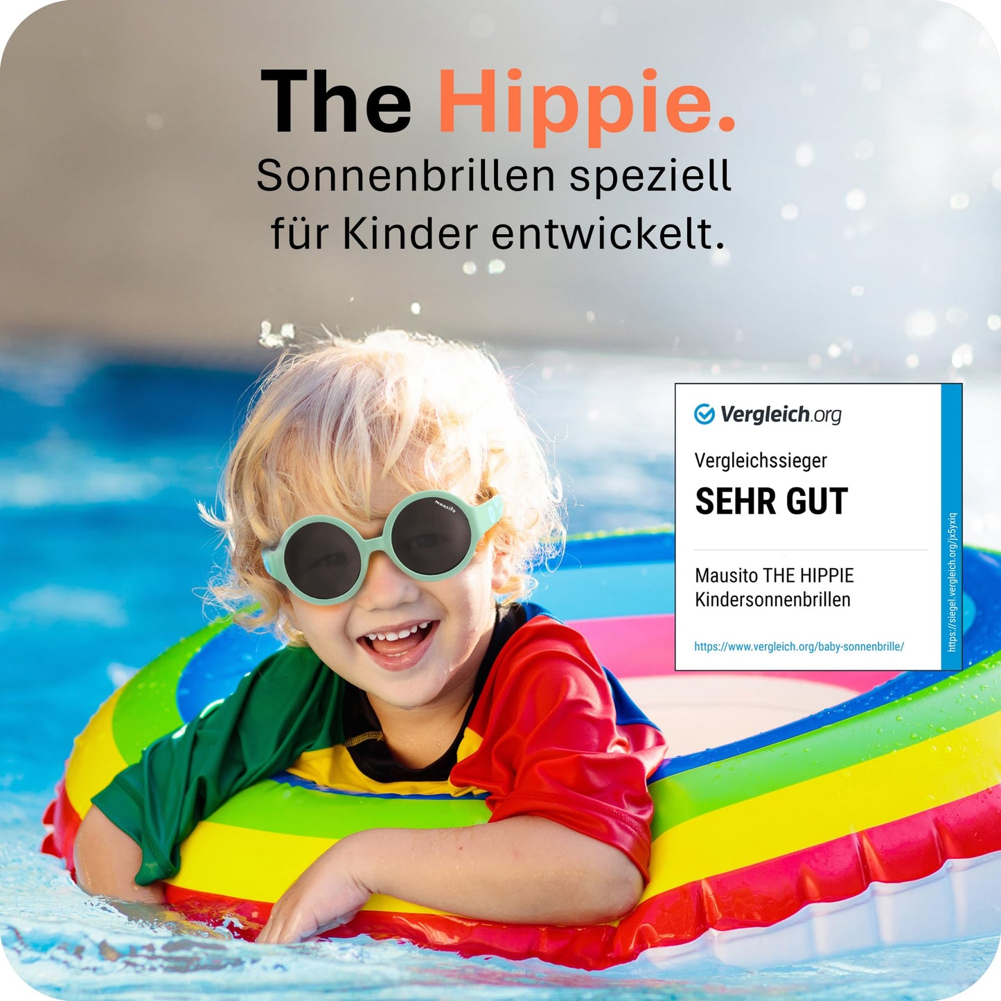Mausito Sonnenbrille Kinder 6-24 Monate & 2-5 Jahre | VERGLEICHSSIEGER Kindersonnenbrille 100% UV-Schutz | BIEGSAM | Schadstofffreie Kindersonnenbrillen mit Band | Europäisches Design für Kinder