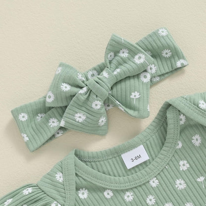 3-teiliges Baby-Mädchen-Sommer-Kleidungsset Rüschen-Kurzarm-Strampler + Rüschen-Shorts + Stirnband Baby-Set Weiches Neugeborenes Ausgehen Outfit