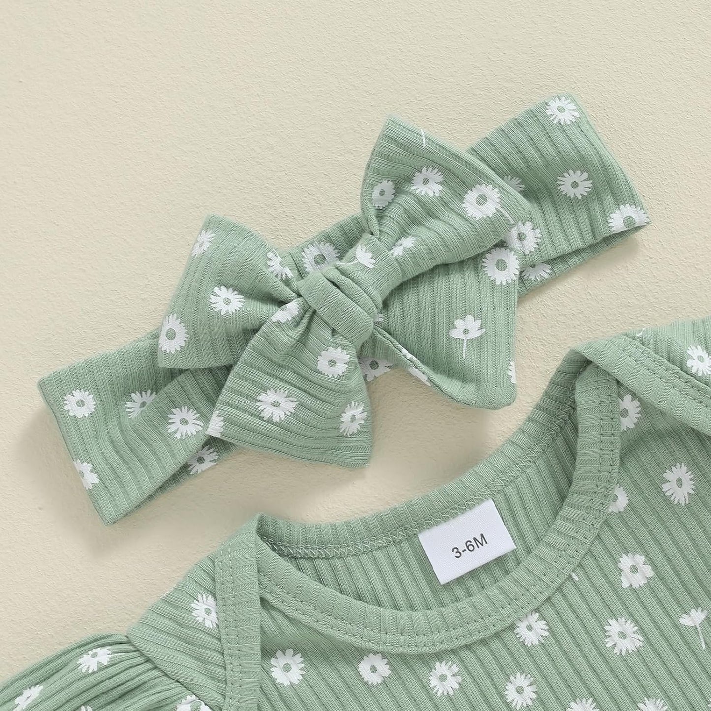 3tlg Baby Mädchen Sommer Kleidung Set Rüschen Kurzarm Strampler + Rüschen Shorts + Stirnband Babyset Weiche Neugeborene Ausgehen Outfit