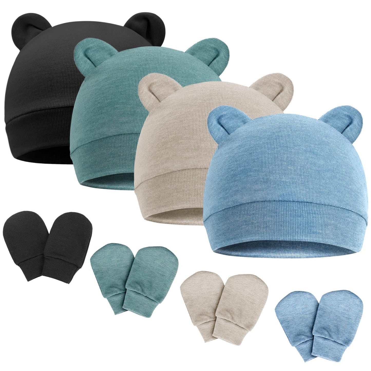 DRESHOW Newborn Baby Hat and Gloves Set Beanie Clothing Unisex Infant Hat Kindergarten Cap Baby Boys Girls 0-6 Months 