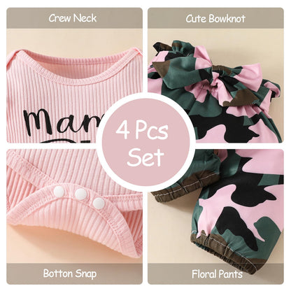 Neugeborenes Baby Mädchen Kleidung Kleinkind Gerippte Rüschen Langarm Strampler + Floral Hosen + Stirnband Nette Herbst Outfit Set