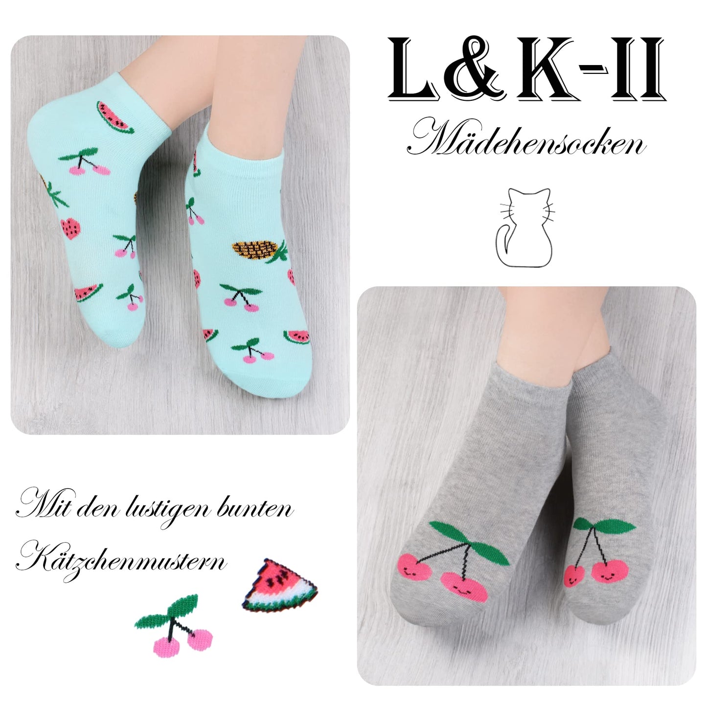 Libella 10/12er Kinder Mädchen Sneaker Socken Kids Füßlinge Sneakersocken bunt 2108VA
