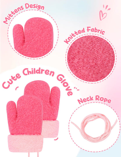 Becellen Baby Handschuhe Fäustlinge Winter, Kinder Warm Strickhandschuh Weich Niedlicher Handschuhe mit Schlüsselband für 0-3 Jahre Mädchen Junge