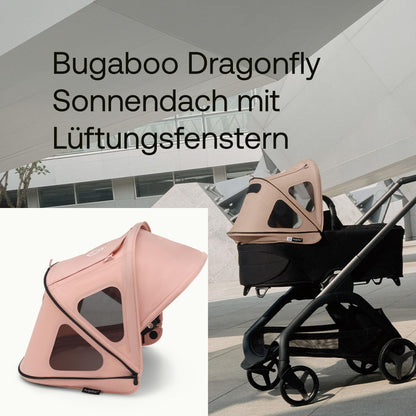 Bugaboo Dragonfly Sonnendach mit Lüftungsfenstern, ausziehbar für zusätzlichen und optimalen Sonnenschutz, wasserabweisend, Deep Indigo
