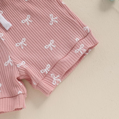 3-teiliges Baby-Mädchen-Sommer-Kleidungsset Rüschen-Kurzarm-Strampler + Rüschen-Shorts + Stirnband Baby-Set Weiches Neugeborenes Ausgehen Outfit