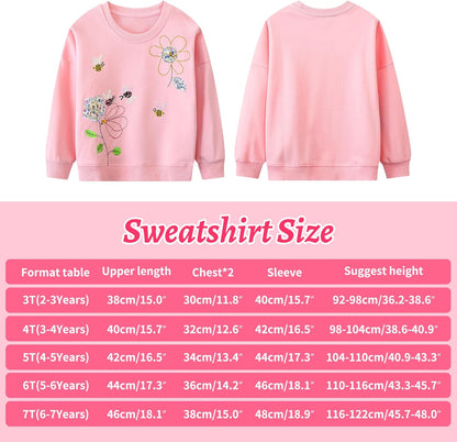 JinBei Sweatshirt für Mädchen Kinder Pullover Baumwolle Top Casual Jumper Kleinkind Langarmshirt Warme Kleidung, Alter 2-7 Jahre alt, Gr.92-122