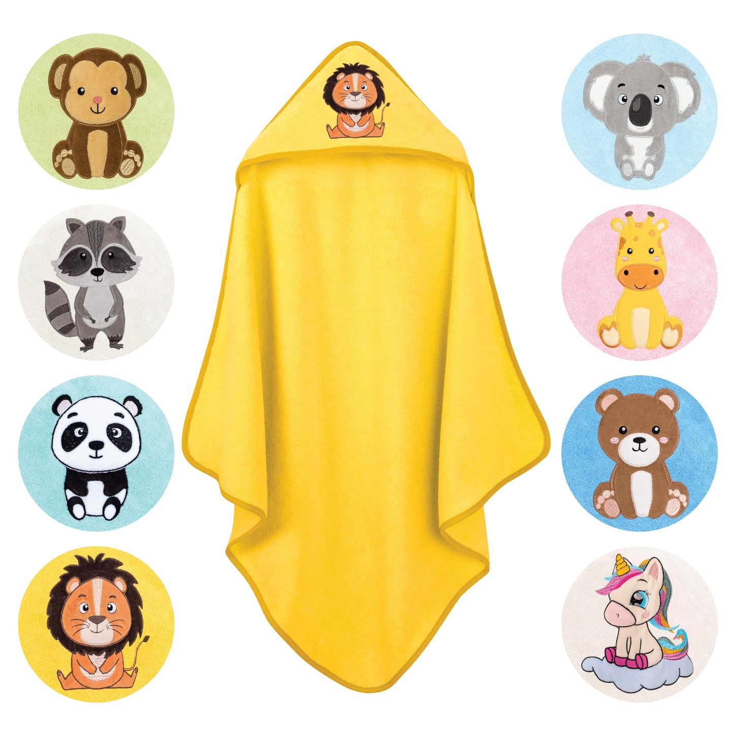 LAYNENBURG Premium Kapuzenhandtuch Baby - Badehandtuch aus 100% Baumwolle - Oeko TEX - Handtuch mit Kapuze für Neugeborene & Kinder - Badetuch, Babyhandtuch Mädchen, Jungen (Waschbär 80 x 80cm)