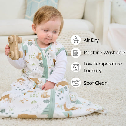 FIEMOL Baby Sleeping Bag 2.5 Tog 0-6 Months, Winter Cotton Newborn Baby Sleeping Bag, Wearable Blanket for Infants and Toddlers, 2-Way Zip Sleeping Bag, 67 cm, Rainbow