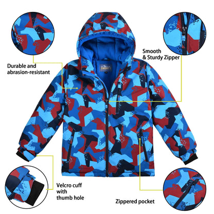 NORDOIS Chalet Boys' Snowsuit with Hood, Water-Repellent Ski Suit, Windproof Winter Suit