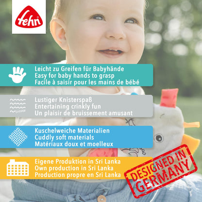 Fehn Knister-Seestern – Activity-Rascheltier zum Greifen & Lauschen | Fördert Sinne und Motorik – zum Geräusche erzeugen und Spielen – für Babys und Kleinkinder ab Geburt