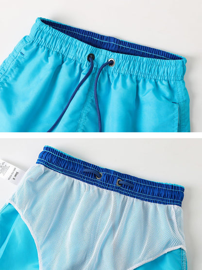 SERENYOU Boys' Board Shorts Children's Pattern Changing Swimming Shorts with Mesh Lining