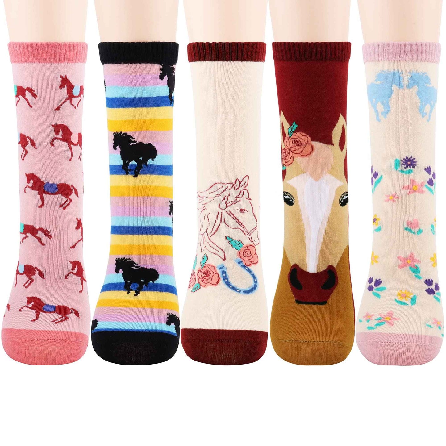 Belloxis Women's Socks 39-42 Horse Girls Gift Knee Socks Women's Rider Cotton Socks