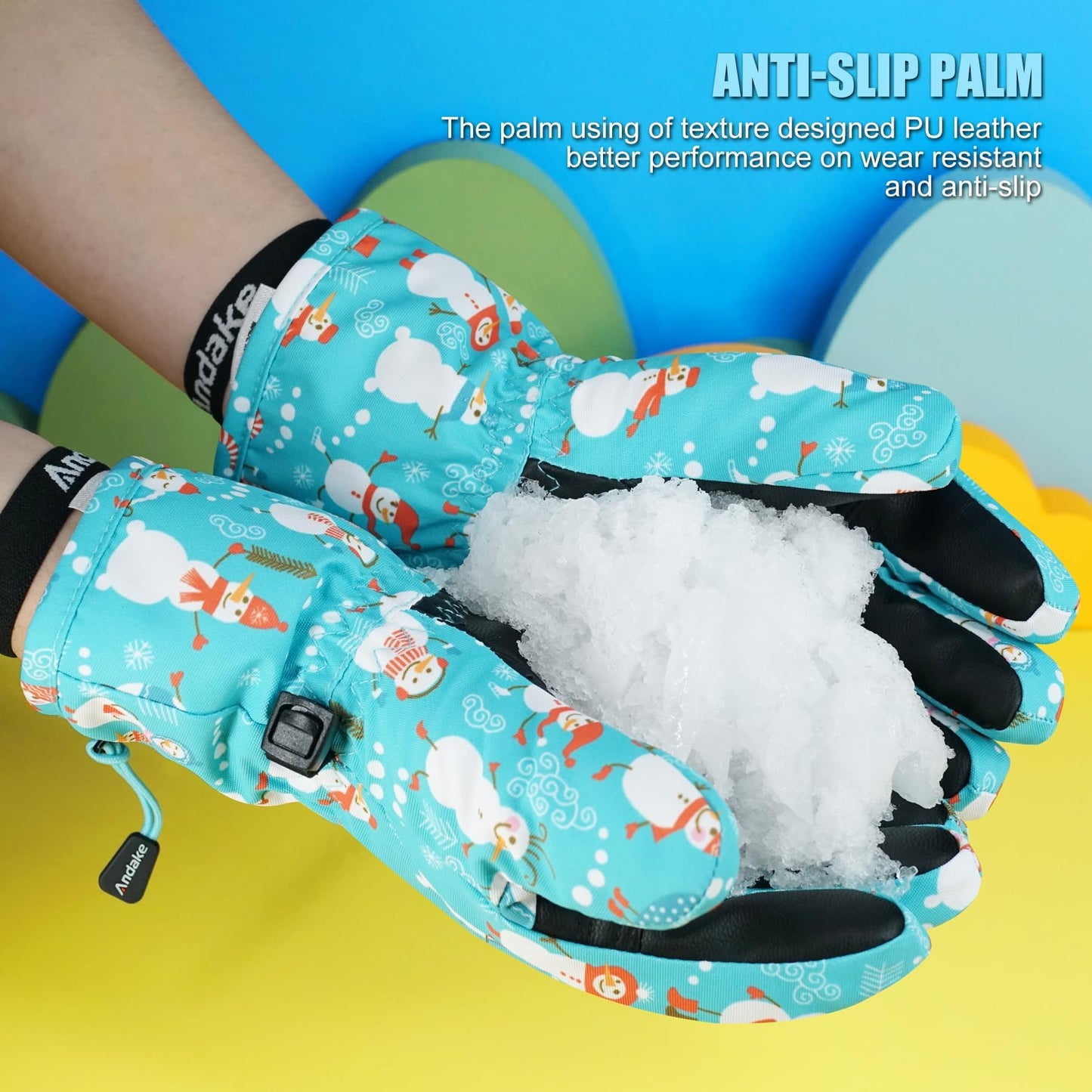 Andake Children's gloves, windproof, waterproof, warm winter gloves, skiing, outdoor sports, riding gloves, boys and girls