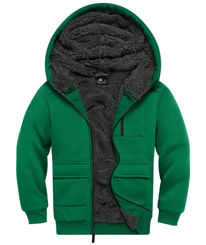 LLdress Fleece Jacket Boys Hoodie with Zip Children's Hoodie Boys Warm Hooded Jacket Causal Winter Ourdoor Sweat Jacket with Fleece Lining Hooded Jackets for Boys