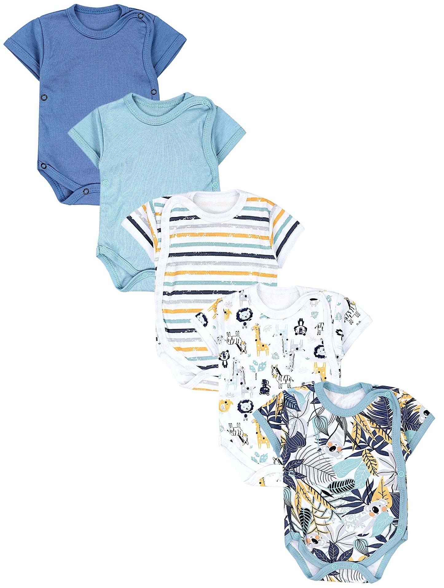 TupTam Baby Body Kurzarm Jungen – Wickelbody Kurzarm aus Baumwolle im 5er Set – OEKO-TEX Zertifiziert