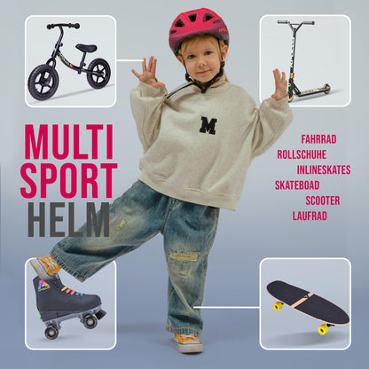 Apollo Kinder Fahrradhelm, Helm für Kinder & Jugendliche, Multisport Helm, Fahrradhelm Mädchen, Fahrradhelm Jungen, Kinderhelm ab 3 Jahre, Verstellbarer Kinder-Helm, ab Größe 48, für Fahrrad & Roller